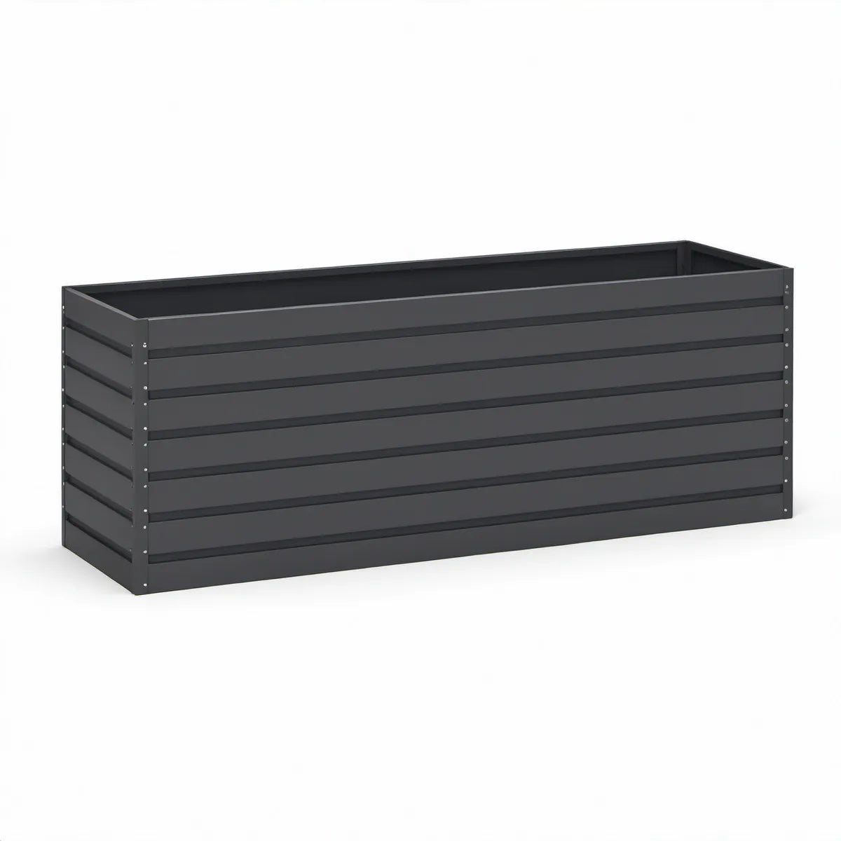 Rechteckiger Pflanzkasten aus verzinktem Stahl, anthrazit, 240 × 80 × 77 cm