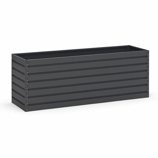 Rechteckiger Pflanzkasten aus verzinktem Stahl, anthrazit, 240 × 80 × 77 cm