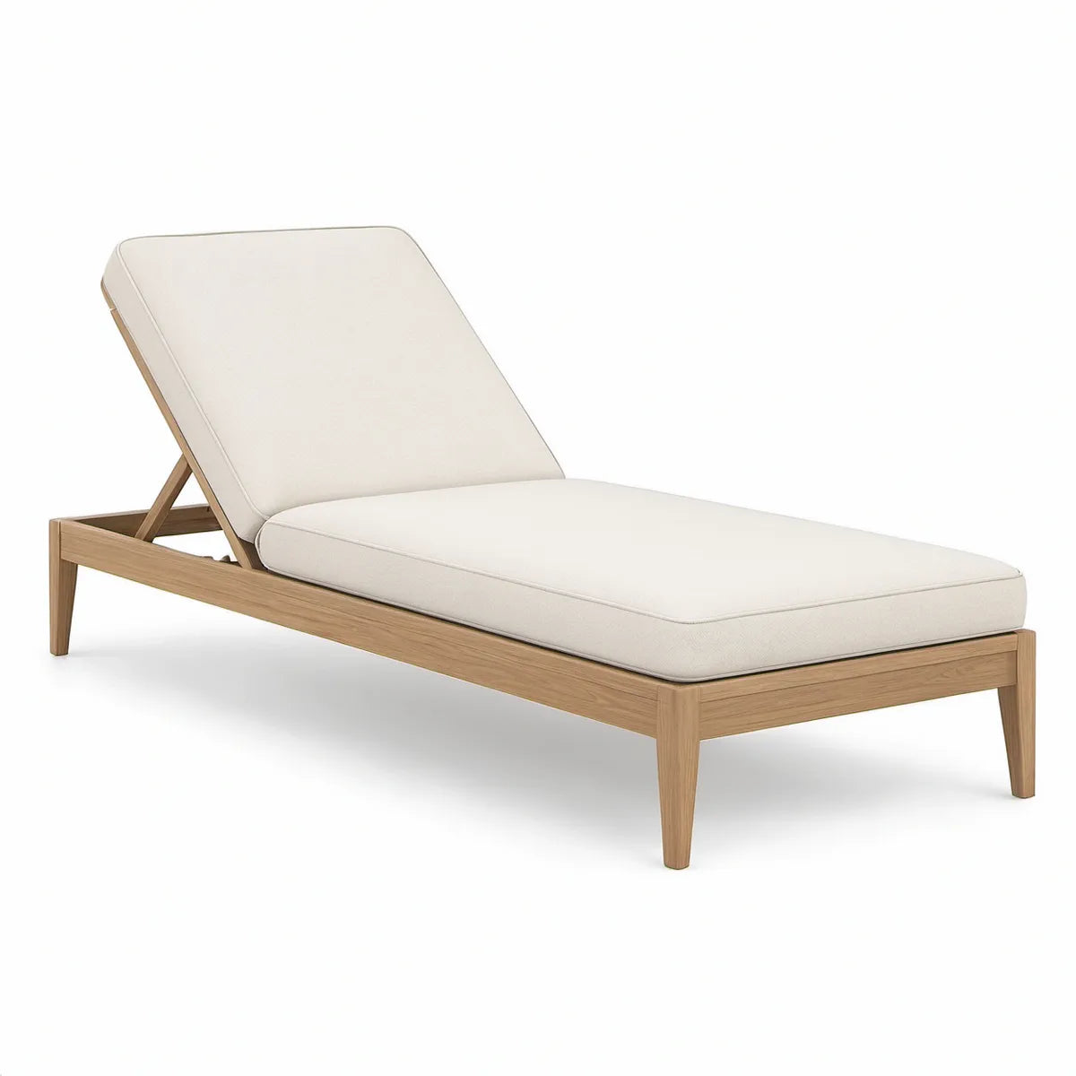 Verstellbare Gartenliege aus massivem Teakholz, Natur/Creme, 200 x 70 x 35 cm