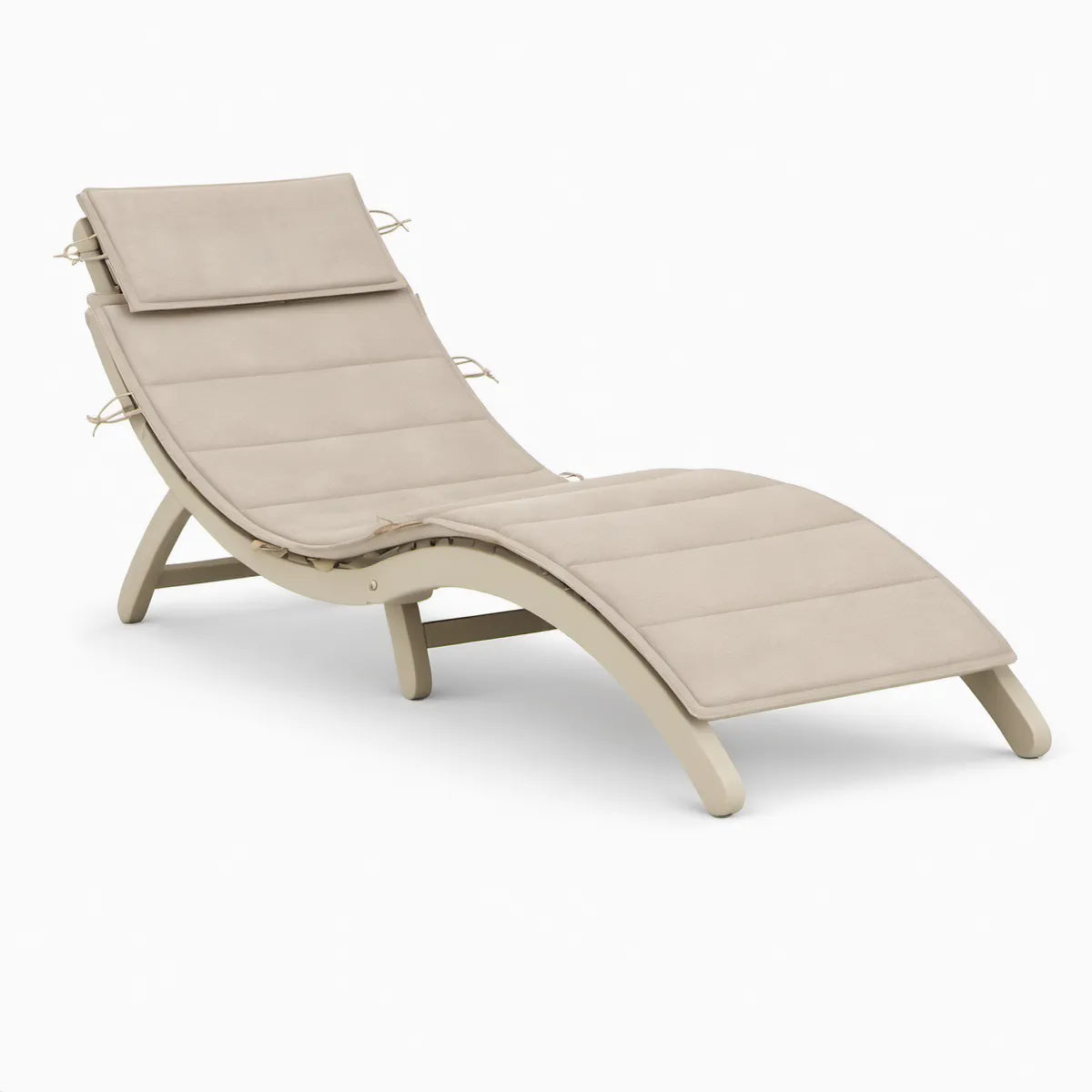 Geschwungene Gartenliege mit Auflage und Kopfpolster, Beige, 190 × 60 × 30 cm
