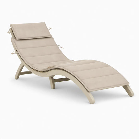 Geschwungene Gartenliege mit Auflage und Kopfpolster, Beige, 190 × 60 × 30 cm