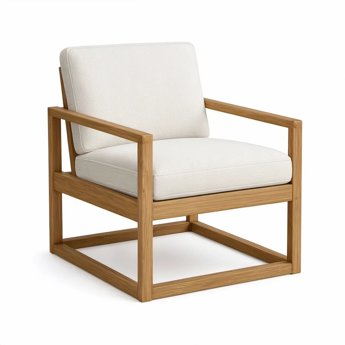 Gartensessel aus Teak-Massivholz mit beigen Kissen, 80 x 76 x 78 cm