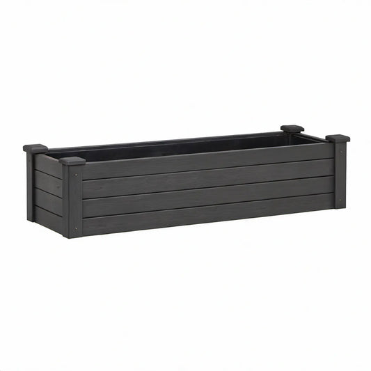 Rechteckiger WPC-Pflanzkasten Schwarz, 120 x 40 x 40 cm