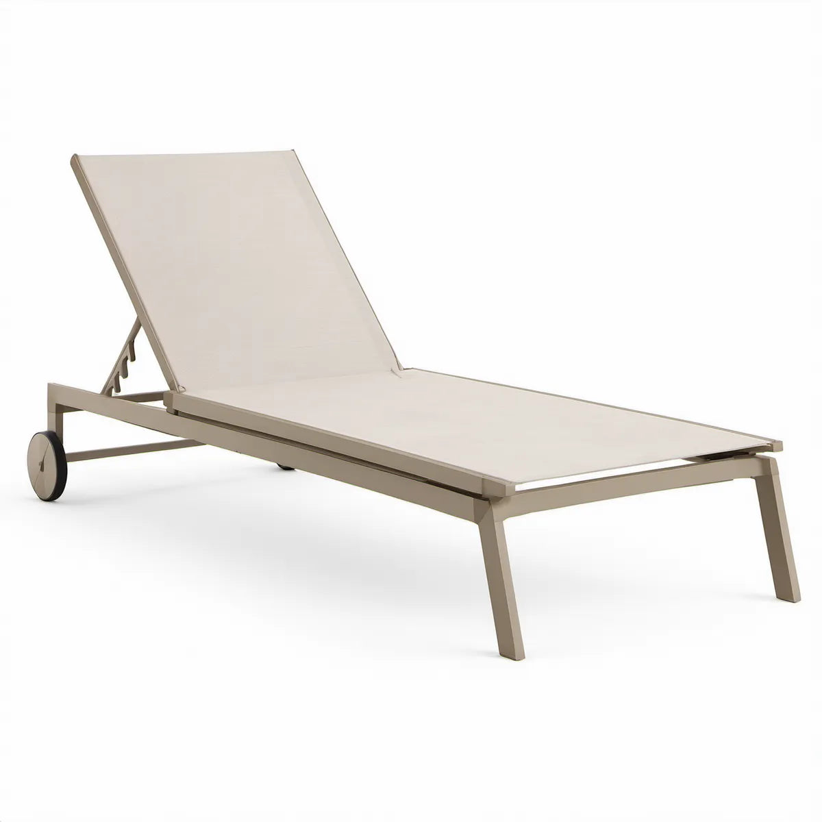 Verstellbare Gartenliege aus Aluminium und Textilgewebe, Taupe/Creme, 198 x 65 x 35 cm
