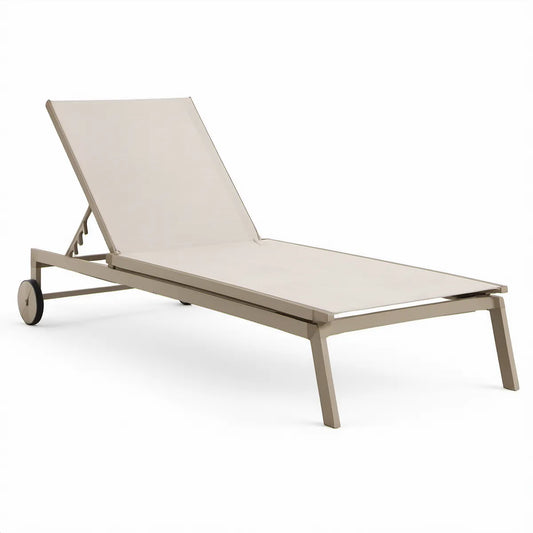 Verstellbare Gartenliege aus Aluminium und Textilgewebe, Taupe/Creme, 198 x 65 x 35 cm